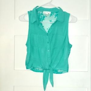 🦋 Iris Basic Teal Tie Front Tank